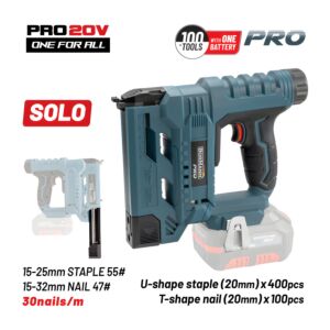 BORMANN Pro BBP3630 Καρφωτικό Μπαταρίας 20V για Καρφιά 15-25mm και Δίχαλα 15-32mm, SOLO 1