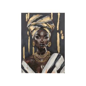 ΠΙΝΑΚΑΣ ΣΕ ΚΑΜΒΑ "African lady 37268" ΜΑΥΡΟ-ΓΚΡΙ-ΛΕΥΚΟ 70x3x100εκ 1