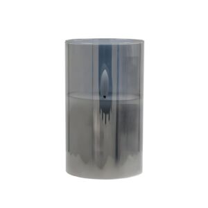 ΔΙΑΚΟΣΜΗΤΙΚΟ LED ΚΕΡΙ ΜΕ ΡΕΑΛΙΣΤΙΚΗ 3D ΦΛΟΓΑ FL7513 ΣΕ ΓΥΑΛΙ ΧΡΩΜΑ SMOKY 8x8x13εκ 1