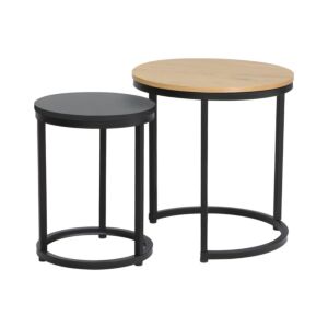 ΣΕΤ 2 ΒΟΗΘΗΤΙΚΑ ΤΡΑΠΕΖΑΚΙΑ Fonzy SONOMA-ΜΑΥΡΟ ΧΡΩΜΑ 45x45x48εκ 1