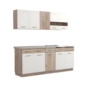 ΚΟΥΖΙΝΑ DALILA 200 GREY OAK / ΛΕΥΚΟ 200x51,5x206,5εκ 1