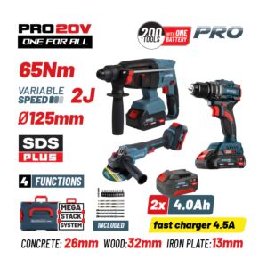 BORMANN Pro BBP5436X44T3CA Σετ Compact Brushless Kρουστικό Δραπ/βιδο & Γωνιακός Τροχός Brushless 1