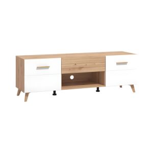 ΕΠΙΠΛΟ TV BRETAGNA 150 ARTISAN OAK-ΛΕΥΚΟ HIGH GLOSS FOIL 147x40x48εκ a.p.r 1