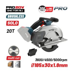 BORMANN Pro BBP5355 Δισκοπρίονο Ξύλου/Μετάλλου Μπαταρίας 20V,Li-Ion,3600/4500/5000rpm,Κοπή 64mm,SOLO 1