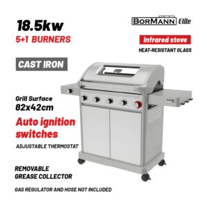BORMANN Elite BBQ7051 Ψησταριά Υγραερίου LEGENd 5+1 Εστιών με Μαντεμένια Σχάρα LUXURY TYPE 1