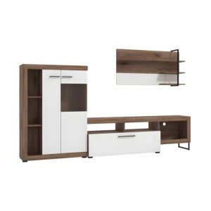 ΚΕΝΤΡΟ ΨΥΧΑΓΩΓΙΑΣ-ΣΥΝΘΕΣΗ CAEN FLAGSTAFF OAK-ΛΕΥΚΟ HIGH GLOSS FOIL 263x40x170εκ 1