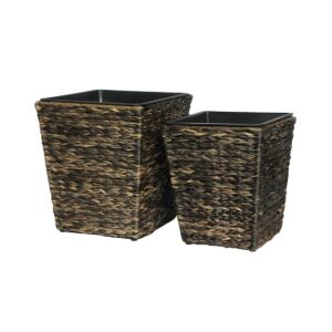 ΣΕΤ ΚΑΣΠΩ 2 ΤΕΜΑΧΙΑ POLY RATTAN FL21587 ΜΠΕΖ-ΚΑΦΕ ΧΡΩΜΑ 36x40εκ & 30x35εκ 1