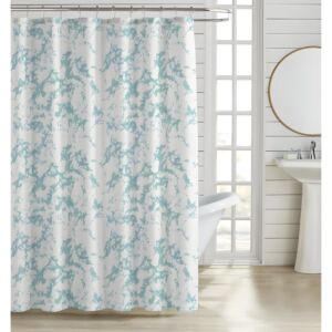 ΚΟΥΡΤΙΝΑ ΜΠΑΝΙΟΥ ΠΟΛΥΕΣΤΕΡΙΚΗ 180x180εκ 90gsm ΜΕ 12 ΚΡΙΚΟΥΣ ΕΦΕ ΜΑΡΜΑΡΟ ΣΕ ΤΥΡΚΟΥΑΖ ΧΡΩΜΑ ANKOR 1