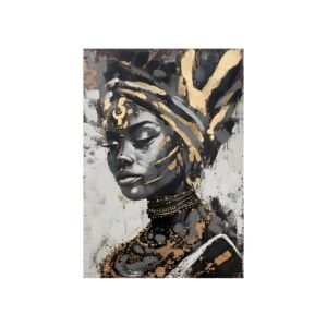 ΠΙΝΑΚΑΣ ΣΕ ΚΑΜΒΑ "African lady No2 37314" ΜΑΥΡΟ-ΓΚΡΙ-ΛΕΥΚΟ 70x3x100εκ 1