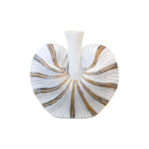 ΔΙΑΚΟΣΜΗΤΙΚΟ ΒΑΖΟ FL1374 POLYRESIN ΛΕΥΚΟ-ΧΡΥΣΟ 30x10x30εκ 1