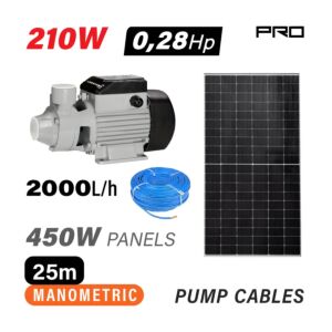 NAKAYAMA Pro NP2200 Αντλία Νερού με Φωτοβολταικό 24V,210W,Μέγιστο Μανομετρικό 25m & Πάνελ 450W 1