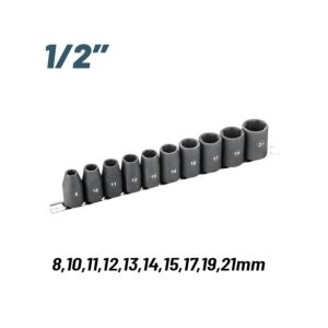 BORMANN Pro BHT7703 Σετ Καρυδάκια Αέρος 1/2'' , 8,10,11,1213,14,15,17,19,21mm, 10τεμ 1