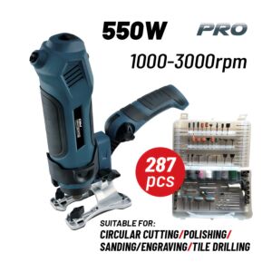 BORMANN Pro BMF5500 Πολυεργαλείο 550W, 10000-30000rpm, 287 Εξαρτήματα,Εύκαμπτος Άξονας 1