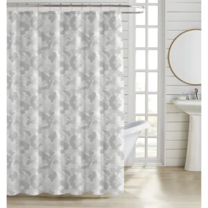 ΚΟΥΡΤΙΝΑ ΜΠΑΝΙΟΥ ΠΟΛΥΕΣΤΕΡΙΚΗ 180x200εκ 90gsm ΜΕ 12 ΚΡΙΚΟΥΣ ΑΦΗΡΗΜΕΝΟ ΜΟΤΙΒΟ ΣΕ ΓΚΡΙ ΧΡΩΜΑ ANKOR 1