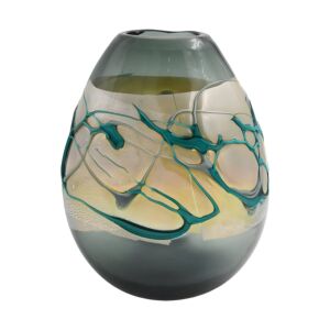 ΓΥΑΛΙΝΟ ΒΑΖΟ FL166858 ΑΝΘΡΑΚΙ ΧΡΩΜΑ 24x14x28εκ 1