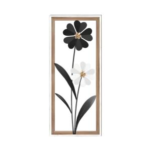 ΔΙΑΚΟΣΜΗΤΙΚΟ ΤΟΙΧΟΥ "Flower" ΜΕΤΑΛΛΟ-ΞΥΛΟ ΜΑΥΡΟ-ΛΕΥΚΟ 30.5x3x71.10εκ sls 1