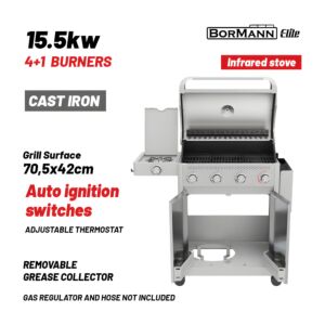 BORMANN Elite BBQ7041 Ψησταριά Υγραερίου LEGEND 4+1 Εστιών με Μαντεμένια Σχάρα LUXURY TYPE 1