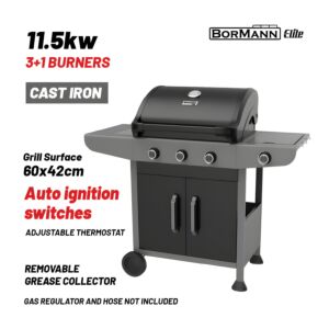 BORMANN Elite BBQ6031 Ψησταριά Υγραερίου FORGE 3+1 Εστιών με Μαντεμένια Σχάρα 1