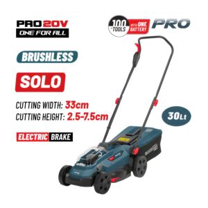 BORMANN Pro BBP4170 Μηχανή Γκαζόν Μπαταρίας Brushless 20V,Li-Ion,Κοπή 33cm,SOLO 1
