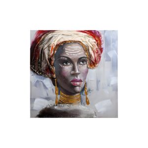 ΚΑΔΡΟ African lady 609 ΜΑΥΡΟ-ΚΟΚΚΙΝΟ-ΜΠΕΖ-ΚΑΦΕ ΧΡΩΜΑ 80x3x80εκ 1