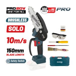 BORMANN Pro BBP3916C Κλαδ Αλυσοπρίονο Μπαταρίας 20V,Brushless, Λάμα 15cm, 825gr,1/4"1.1mm 37οδ.11m/s 1