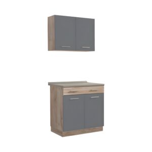 ΚΟΥΖΙΝΑ DALILA 80 GREY OAK / ΓΚΡΙ 80x51,5x206,5εκ 1