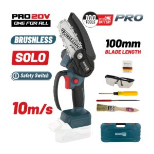 BORMANN Pro BBP3914C Κλαδ Αλυσοπρίονο Μπαταρίας 20V,Brushless, Λάμα 10cm, 825gr,1/4"1.1mm 28οδ.11m/s 1