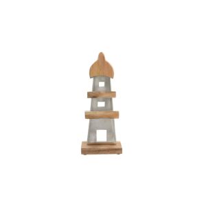 ΔΙΑΚΟΣΜΗΤΙΚΟ ΑΛΟΥΜΙΝΙΟΥ Light house 2386 ΜΕ ΞΥΛΙΝΗ ΒΑΣH ΑΣΗΜΙ ΧΡΩΜΑ 12x5x32εκ 1
