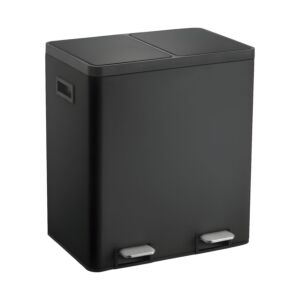 ΚΑΔΟΣ ΑΠΟΡΡΙΜΑΤΩΝ ΔΙΠΛΟΣ 20L ΚΑΙ 20L SOFT CLOSE ΙΝΟΧ ΜΑΥΡΟ ΜΑΤ ANKOR 1