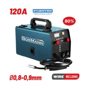 BORMANN Pro BIW1120 Ηλεκτροκόλληση MIG/MMA 120A,60% ,No Gas,450gr,Κουλούρα (0,8-0,9mm) 1