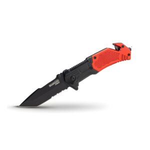 BORMANN Pro BHT7591 Σουγιάς Επιβίωσης Σε Κόκκινο Χρώμα ,200mm ,Μαύρη Λάμα ,Λαβή Αλουμινίου 1