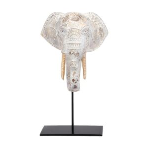ΕΠΙΤΡΑΠΕΖΙΟ ΔΙΑΚΟΣΜΗΤΙΚΟ Elephant ΧΡΥΣΟ-ΛΕΥΚΟ ΑΝΤΙΚΕ ΧΡΩΜΑ 18x13x30εκ 1
