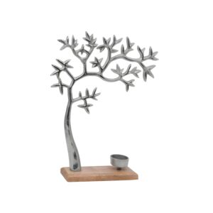 ΕΠΙΤΡΑΠΕΖΙΟ ΡΕΣΩ "Tree" ΑΣΗΜΙ ΝΙΚΕΛ ΜΕ ΞΥΛΙΝΗ ΒΑΣΗ 28x8x37εκ 1
