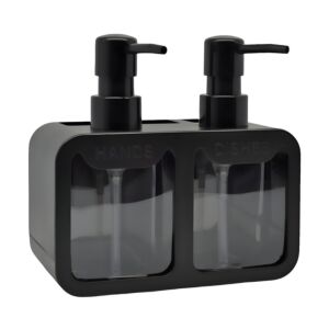 DISPENSER ΚΟΥΖΙΝΑΣ ΠΛΑΣΤΙΚΟ ΔΙΠΛΟ ΜΑΥΡΟ ΜΕ ΘΗΚΕΣ HANDS AND DISHES 17x9,3x16,7εκ.ANKOR 1