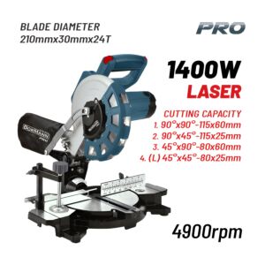 BORMANN Pro BDX2135 Φαλτσοπρίονο Φ210x30mm 24T,1400W,4900rpm,LASER 1