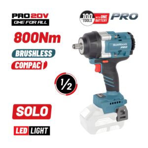BORMANN Pro BBP5385 Μπουλονόκλειδο, Brushless Mπαταρίας 20V, Li-Ion, 800Nm,0-1400/1900/2400rpm,SOLO 1