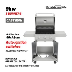 BORMANN Elite BBQ7030 Ψησταριά Υγραερίου LEGEND 3 Εστιών με Μαντεμένια Σχάρα LUXURY TYPE 1