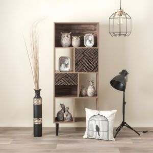 ΒΙΒΛΙΟΘΗΚΗ "Home" ΜΑΥΡΟ ΜΕ GREY OAK 60x29.5x150εκ 1