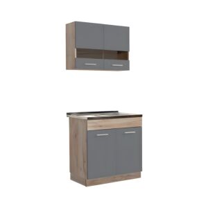 ΚΟΥΖΙΝΑ DALILA 80S GREY OAK / ΓΚΡΙ 80x51,5x206,5εκ 1