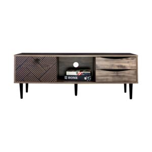ΕΠΙΠΛΟ ΤΗΛΕΟΡΑΣΗΣ "Home" ΜΑΥΡΟ ΜΕ GREY OAK 120x40x45εκ 1