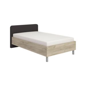 ΚΡΕΒΑΤΙ BARLETTA 120 GREY OAK ΜΕ ΓΚΡΙ ΥΦΑΣΜΑ ΚΑΙ CHROME ΠΟΔΙΑ 131x213,5x85,5εκ (120x200) 1