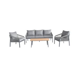 ΣΕΤ ΣΑΛΟΝΙ ΚΗΠΟΥ 4ΤΜΧ MARRAKESH ΓΚΡΙ ΧΡΩΜΑ 189x73x72εκ. 1