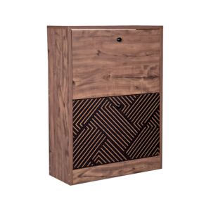 ΠΑΠΟΥΤΣΟΘΗΚΗ "Home" 1872 ΜΕ 2 ΠΟΡΤΕΣ ΜΑΥΡΗ GREY OAK-ΜΑΥΡΗ 60x23.5x81εκ 1