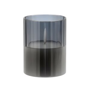 ΔΙΑΚΟΣΜΗΤΙΚΟ LED ΚΕΡΙ ΜΕ ΡΕΑΛΙΣΤΙΚΗ 3D ΦΛΟΓΑ FL7515 ΣΕ ΓΥΑΛΙ ΧΡΩΜΑ SMOKY 8x8x15εκ 1