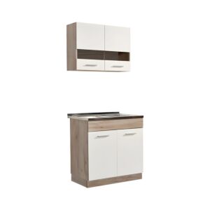 ΚΟΥΖΙΝΑ DALILA 80S GREY OAK / ΛΕΥΚΟ 80x51,5x206,5εκ 1