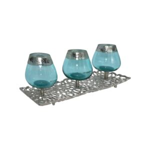ΣΕΤ 3 ΓΥΑΛΙΝΑ ΡΕΣΩ FL6675 ΑΣΗΜΙ-ΣΙΕΛ ΧΡΩΜΑ 50x16x17εκ 1