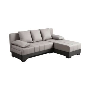 ΓΩΝΙΑΚΟΣ ΚΑΝΑΠΕΣ ΚΡΕΒΑΤΙ GALINA ΜΠΕΖ-ΚΑΦΕ 200x151x80εκ 1