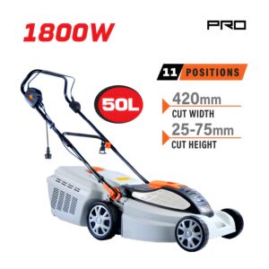 NAKAYAMA EM4020 Χλοοκοπτική Ηλεκτρική 1800W, Κοπή 42cm, Κάδος 50L, Κεντρική Ρύθμιση 5 Θέσεων (25-75 1