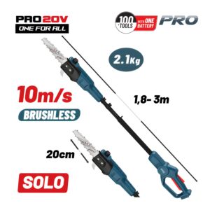 BORMANN Pro BBP4220 Τηλεσκοπικό Κονταροπρίονο Μπαταρίας 20V,Λάμα 20cm,Αυτόματη Λίπανση,Βαλίτσα, SOLO 1