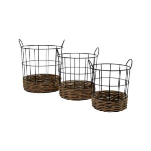 ΣΕΤ 3 ΜΕΤΑΛΛΙΚΑ ΚΑΛΑΘΙΑ ΜΑΥΡΟ ΧΡΩΜΑ 36x34x40,5εκ 1